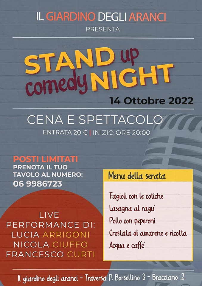 Stand up comedy night Giardino degli Aranci