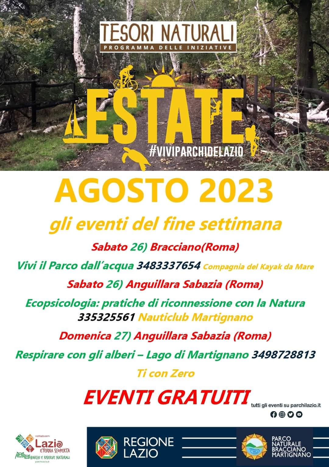 Tesori Naturali programma del 26-27 agosto 2023