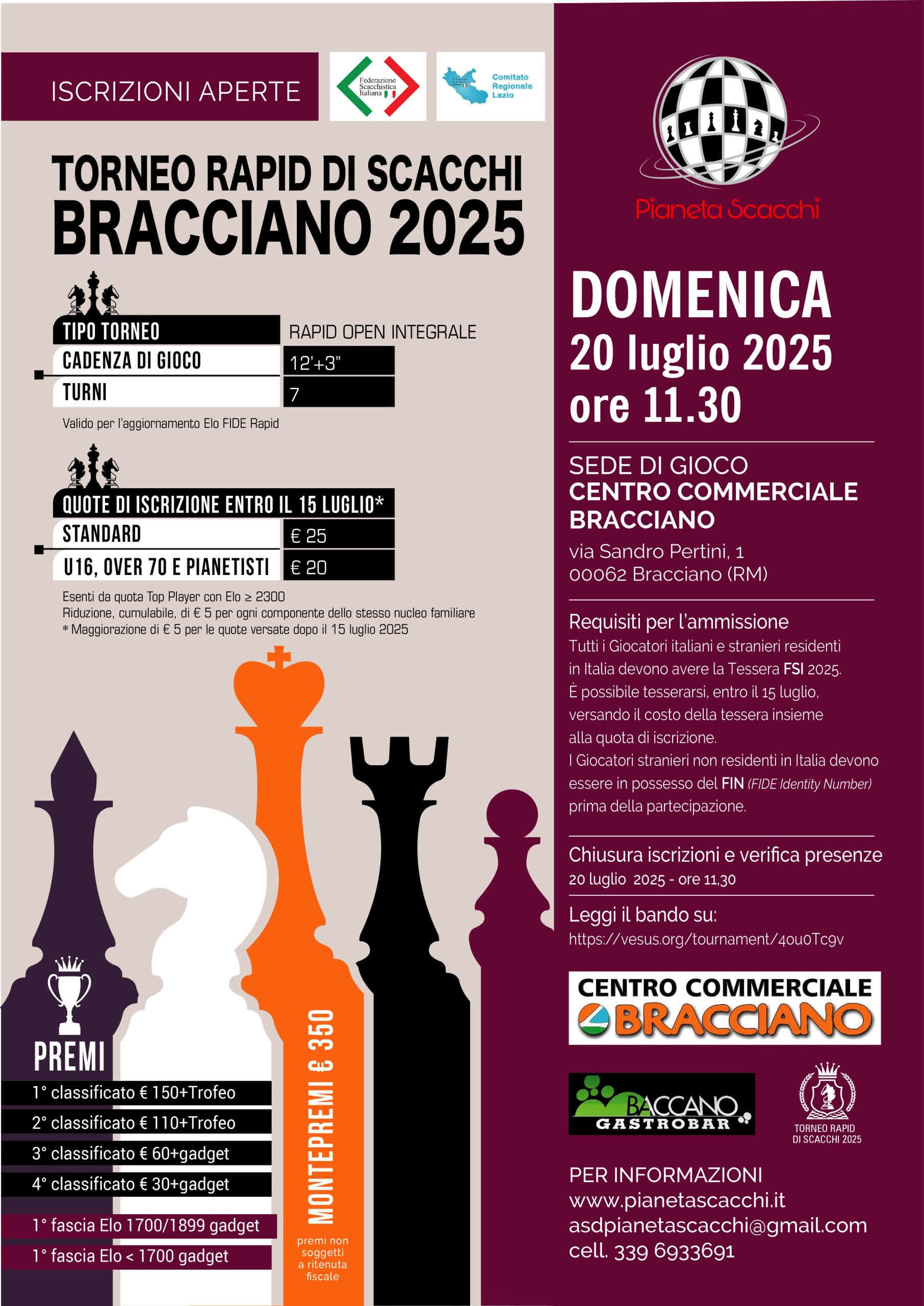 Locandina del torneo di scacchi di Bracciano