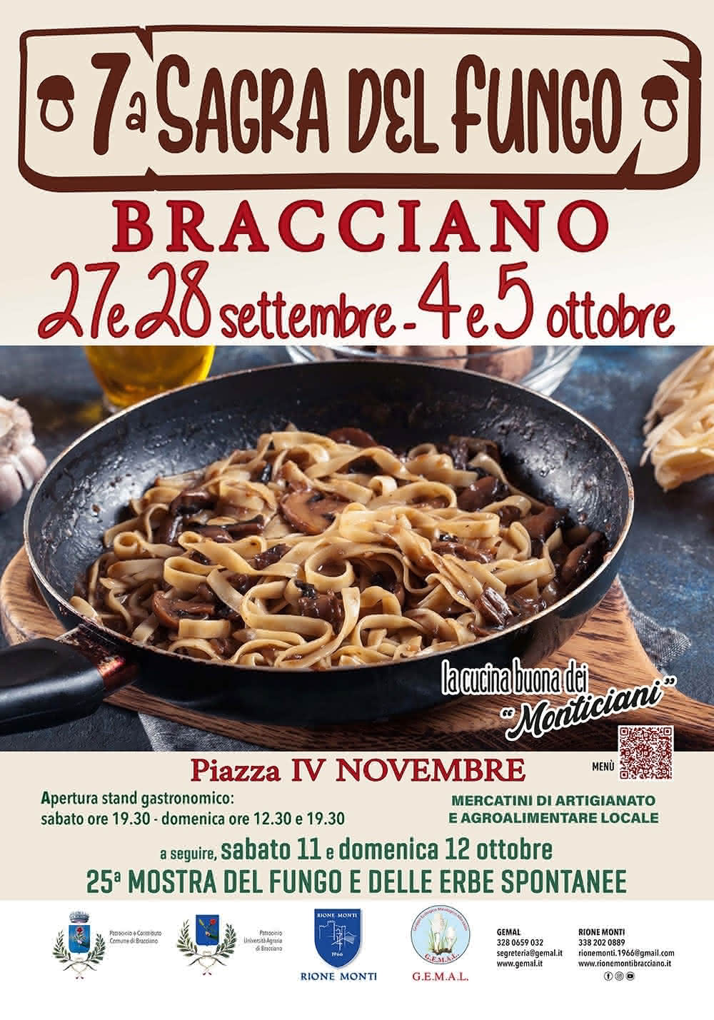 Locandina con le informazioni sulla sagra del fungo 2025 di Bracciano