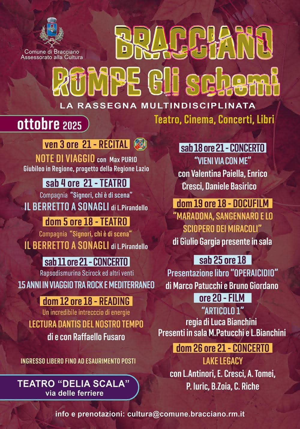 Locandina dell'evento Bracciano Rompe gli Schemi